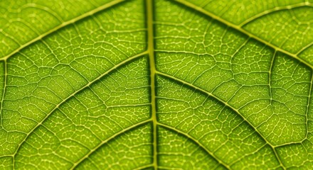 Obraz premium Close Up Macro Fresh Green Leaf Vein Structure Texture Nature