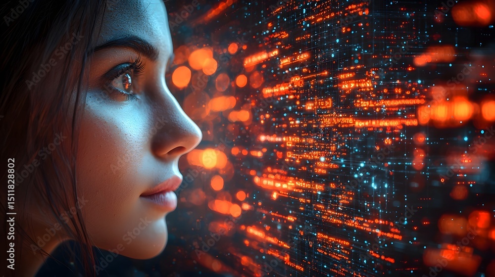 Wall mural visualizing the future of business trends through data and technology