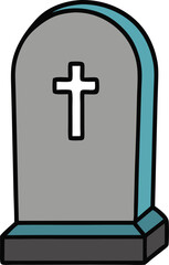 Fototapeta premium Grey Gravestone with Cross A Simple Illustration of a Tombstone