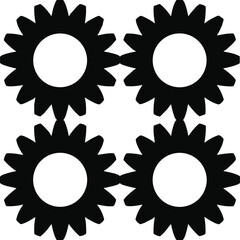 Vector Gear Icon Set - Black Filled Cog and Gear Silhouette Collection