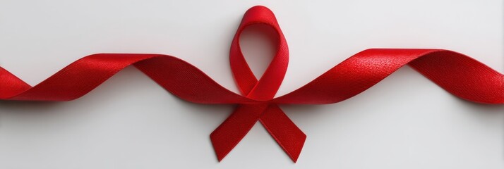 Promoting Kidney Awareness With a Vivid Red Ribbon on a Soft White Background Showcasing the Theme of Health and Advocacy