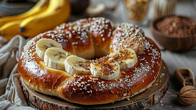 simit with peanut butter and banana