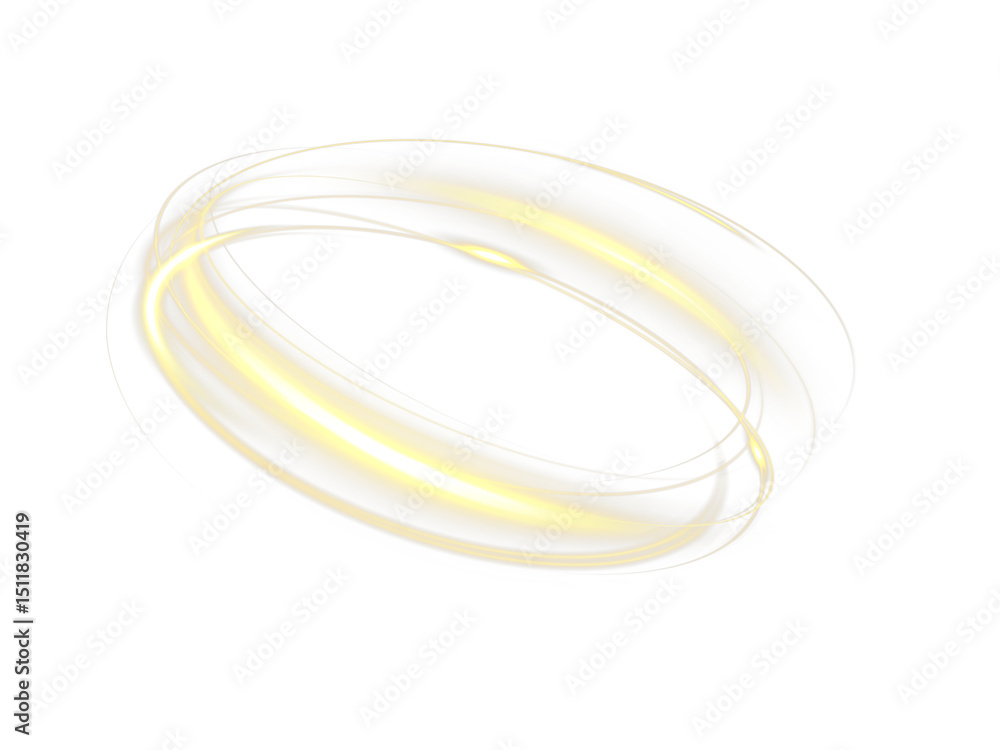 Leinwandbilder golden light circle and neon ring on transparent background. glowing portal effect with shining circ