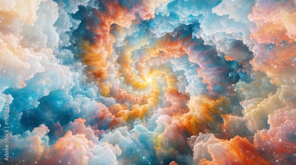 Poster vivid cosmic swirl of colorful clouds outer space digital art abstract abstract art universe