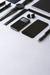 Black and white back to school flat lay