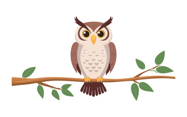 Brown Owl Sitting Peacefully on Branch