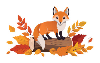 Obraz premium Friendly Fox Among Vibrant Autumn Leaves