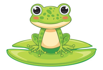 Happy Green Frog Sitting on Log