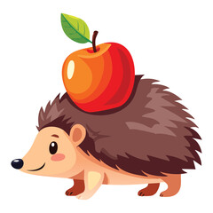 Adorable Hedgehog with Apple on Head