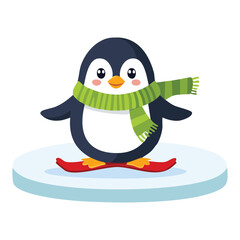Cute Penguin Skating on Ice