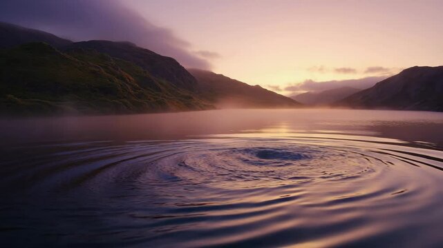 Mythic Sea Serpent Emerges at Dawn on Misty Mountain Lake