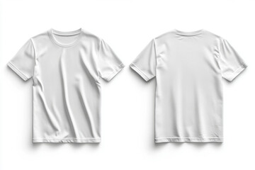 Blank white t-shirt mockup template with a simple design, perfect for showcasing custom prints or logos. Clean and versatile option for apparel presentation.
