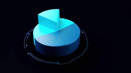 Cyan Pie Chart: A minimalist cyan pie chart stands out on the sleek dark surface, creating a captivating visualization of data distribution and analysis. - Powered by Adobe