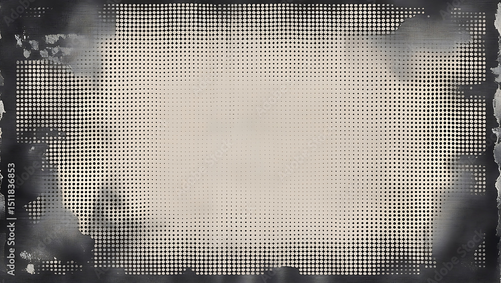 Poster abstract beige and black halftone pattern background with grunge texture