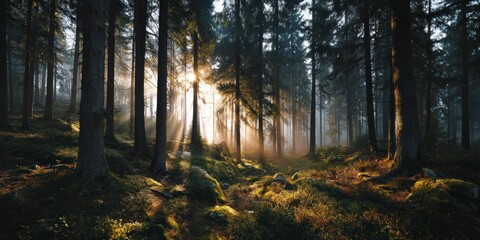Fototapeta premium Wild Woodland with Dramatic Lighting