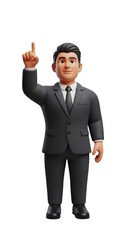 3D Businessman Pointing Up - New Idea, Innovation, Direction, Business Solution, Leadership Concept, Isolated Character, Generative AI