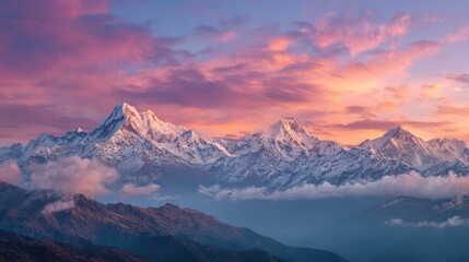 Beautiful Top Snow Mountain at Dawn