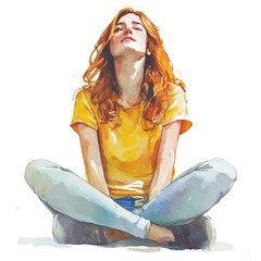 Teenager Mood, watercolor clipart vector, high quality, isolated on a white background.