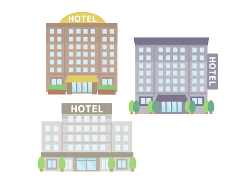 ホテル  建物  イラストセット