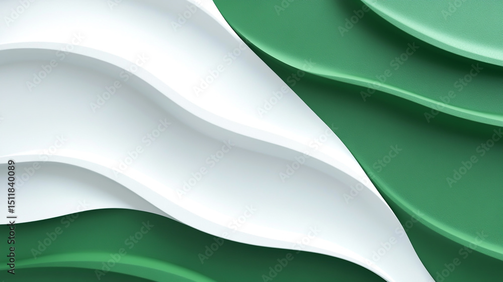 Aufkleber green and white background with curved wave elements for decoration or design in an abstract style.