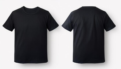 Fototapeta na wymiar Blank black shirt mock up template, front and back view, isolated on white, plain t - shirt mockup