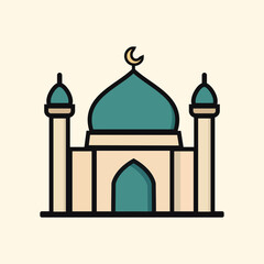 Flat Mosque Illustration – Minimal Islamic Architecture Vector for Religious Design