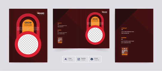 Corporate abstract brochure cover page annual report book cover business profile design template elegant modern editable text