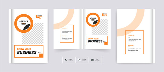 Abstract Corporate business brochure cover page annual report book cover profile design template elegant modern editable text file