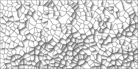 Abstract black and white cellular mosaic pattern design featuring geometric shapes and shadows creating a repeating textured background