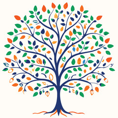 Obraz premium Eucalyptus trees icon set on white background. Stylized olive tree with lush green leaves. Decorative Stylized Tree Vector Set – Colorful Seasonal Trees with Leaves and Fruit for Nature vector design.