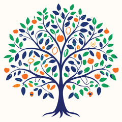 Obraz premium Eucalyptus trees icon set on white background. Stylized olive tree with lush green leaves. Decorative Stylized Tree Vector Set – Colorful Seasonal Trees with Leaves and Fruit for Nature vector design.