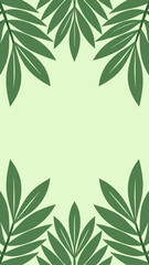 Obraz premium Elegant green leafy palm leaves border frame over pastel screen background wallpaper