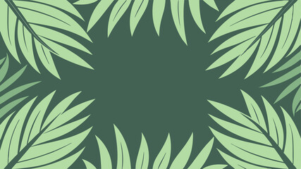 Obraz premium Elegant green palm leaf frame aesthetic design for a screen background wallpaper