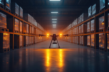 Man photographing in warehouse with camera.