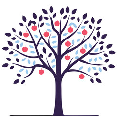 Fototapeta premium Eucalyptus trees icon set on white background. Stylized olive tree with lush green leaves. Decorative Stylized Tree Vector Set – Colorful Seasonal Trees with Leaves and Fruit for Nature vector design.