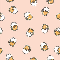 Cute beer pattern background vector design