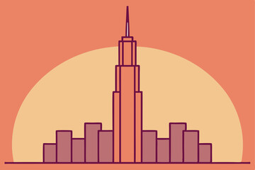 Obraz premium Abstract cityscape design illustrating a modern downtown skyscraper with a vibrant background