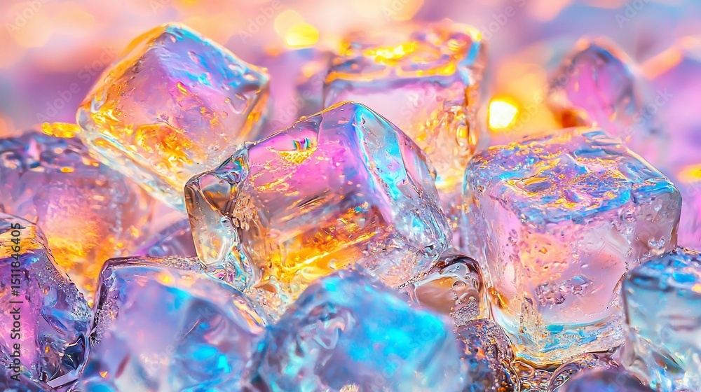 Aufkleber iridescent ice cubes: a mesmerizing display of color and light refraction
