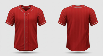 Realistic Striped Baseball Jersey Template with Front and Back View Apparel