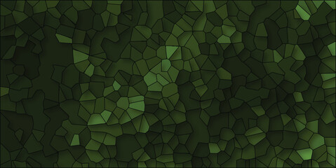 Obraz premium Abstract green polygonal geometric background with gradient shading and dark black outlines creating a mosaic effect for a visually appealing design.