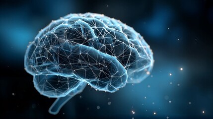 Abstract glowing human brain with neural network connections - intelligence and technology concept