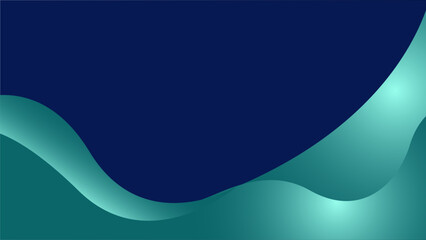 Minimalist abstract background with smooth blue-green wave shapes. Ideal for corporate designs, presentations, or web banners.