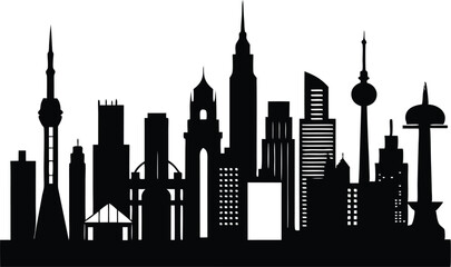Obraz premium Famous City Skylines, City Vector Design, City silhouettes