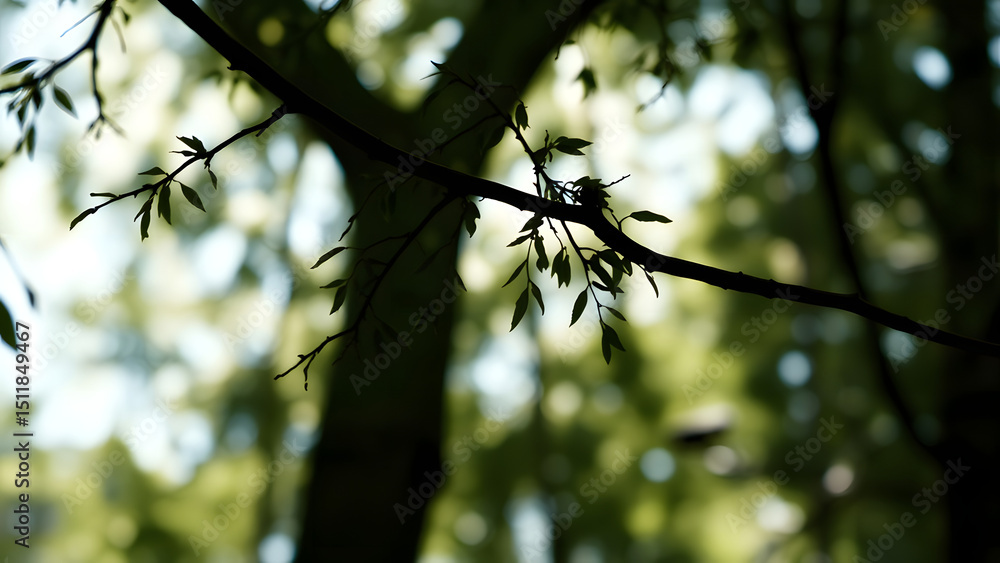 Poster shadow overlay from a tree branch isolated on a transparent background