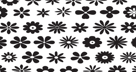 Simple line drawing flower pattern background