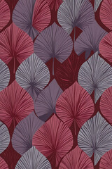 A magenta colour decorative leaves art pattern 