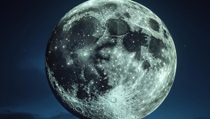 Ultra Realistic Full Moon in Starry Night Sky