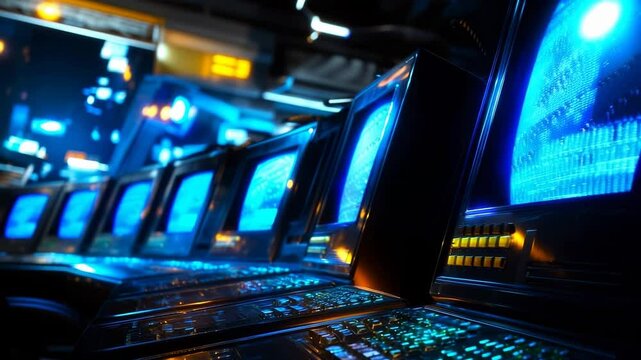 Old system consisting of a number of computers with monitors