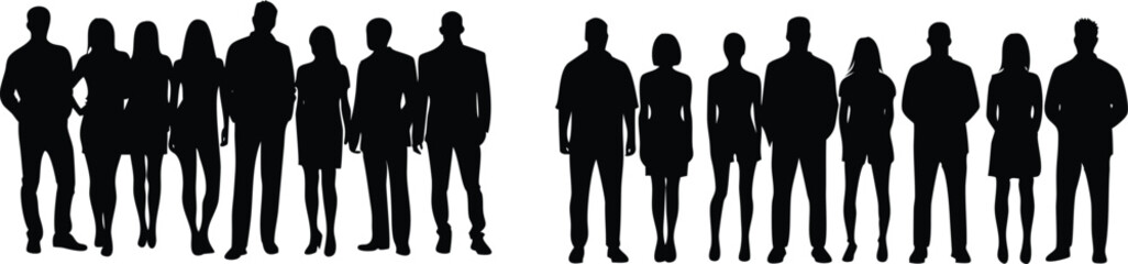 Silhouette Group of People Standing Together   Vector Art for Design Projects