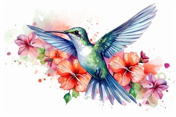 Fototapeta premium Hummingbird flower animal plant.